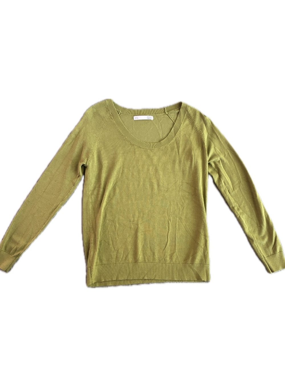 Detailed Lightweight Olive Green Sfera Scoop Neck Sweater Women’s Size EU Small